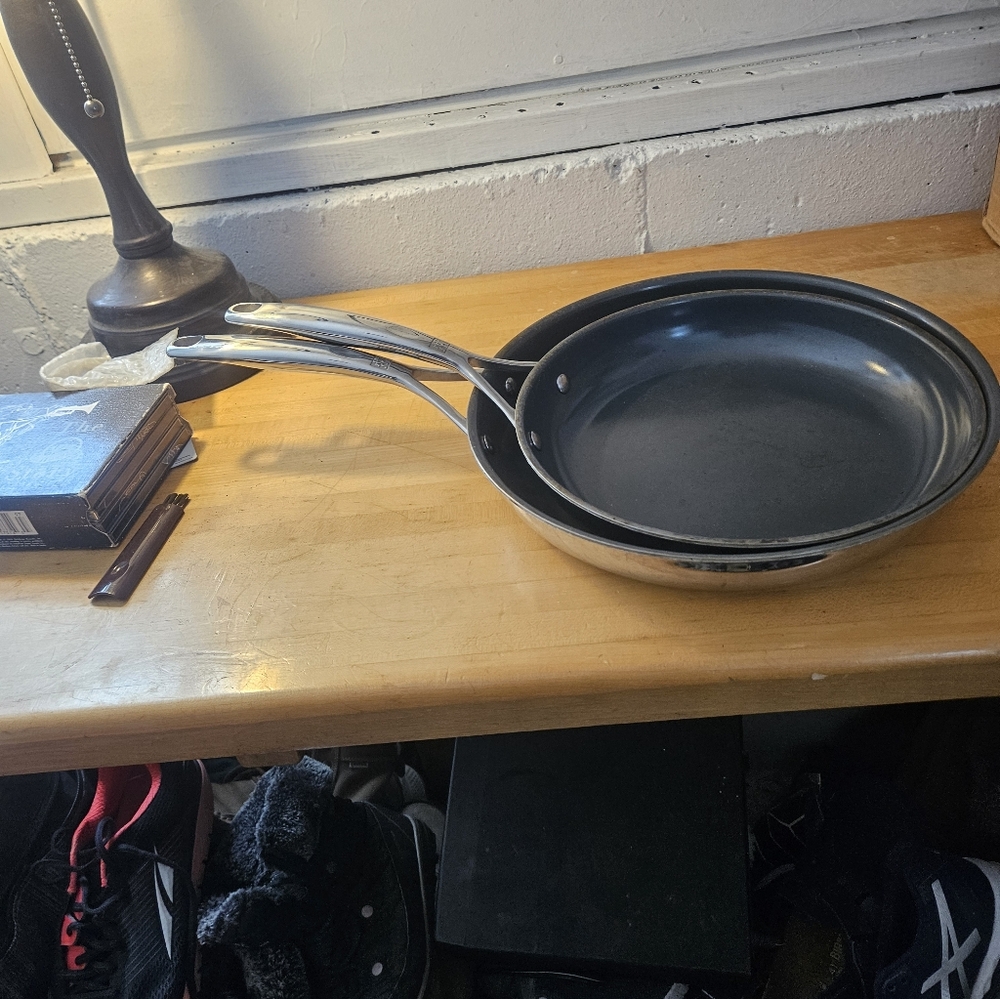 2 Zwilling JA Henckels 10&12 In Ceramic Nonstick Frying Pan Skillets Stainless - Picture 3 of 6